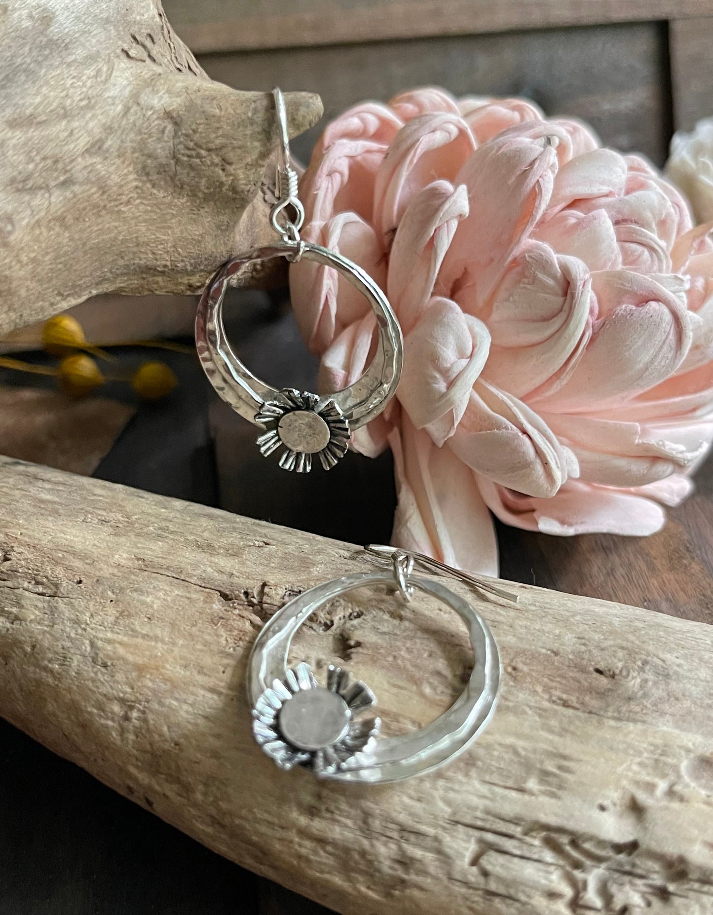 Cute Sterling Silver Earrings with Flowers