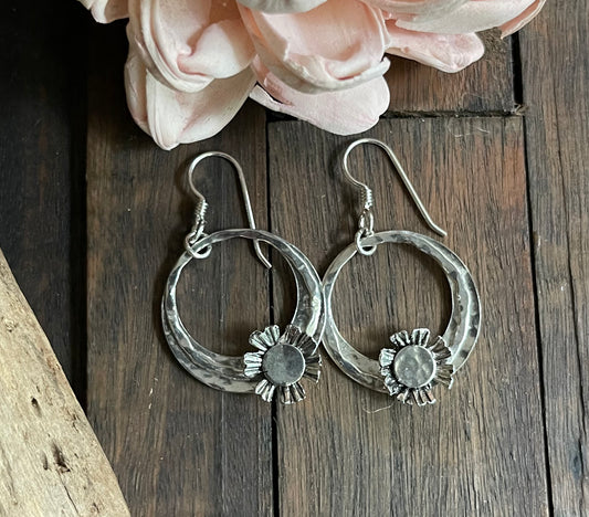 Cute Sterling Silver Earrings with Flowers
