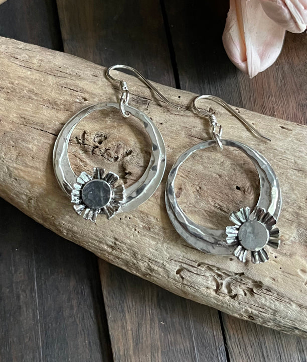 Cute Sterling Silver Earrings with Flowers