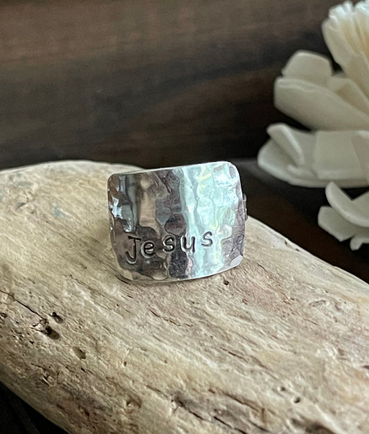 Sterling Silver Jesus Ring