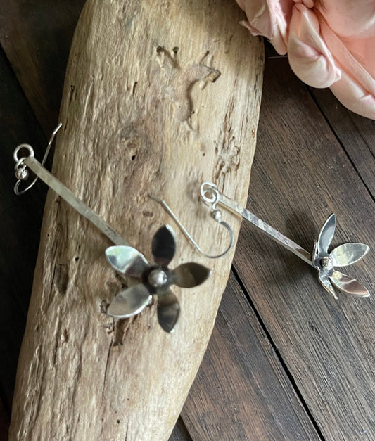Sterling Silver Earrings with Flowers