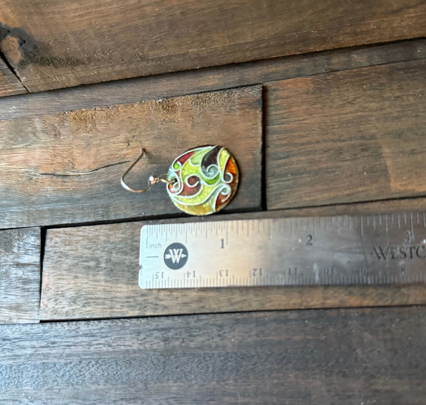 Cloisonne Fall Beautiful Colors Earrings with Sterling Silver Earwires