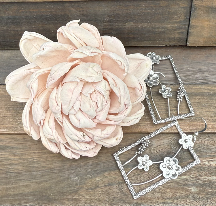 Sterling Silver Framed Flowers