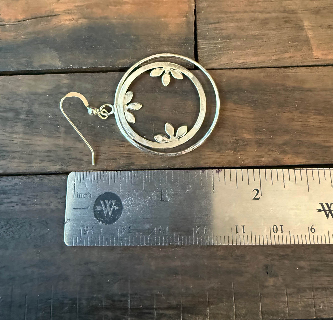 Sterling Silver Round Earrings with Dainty Flower