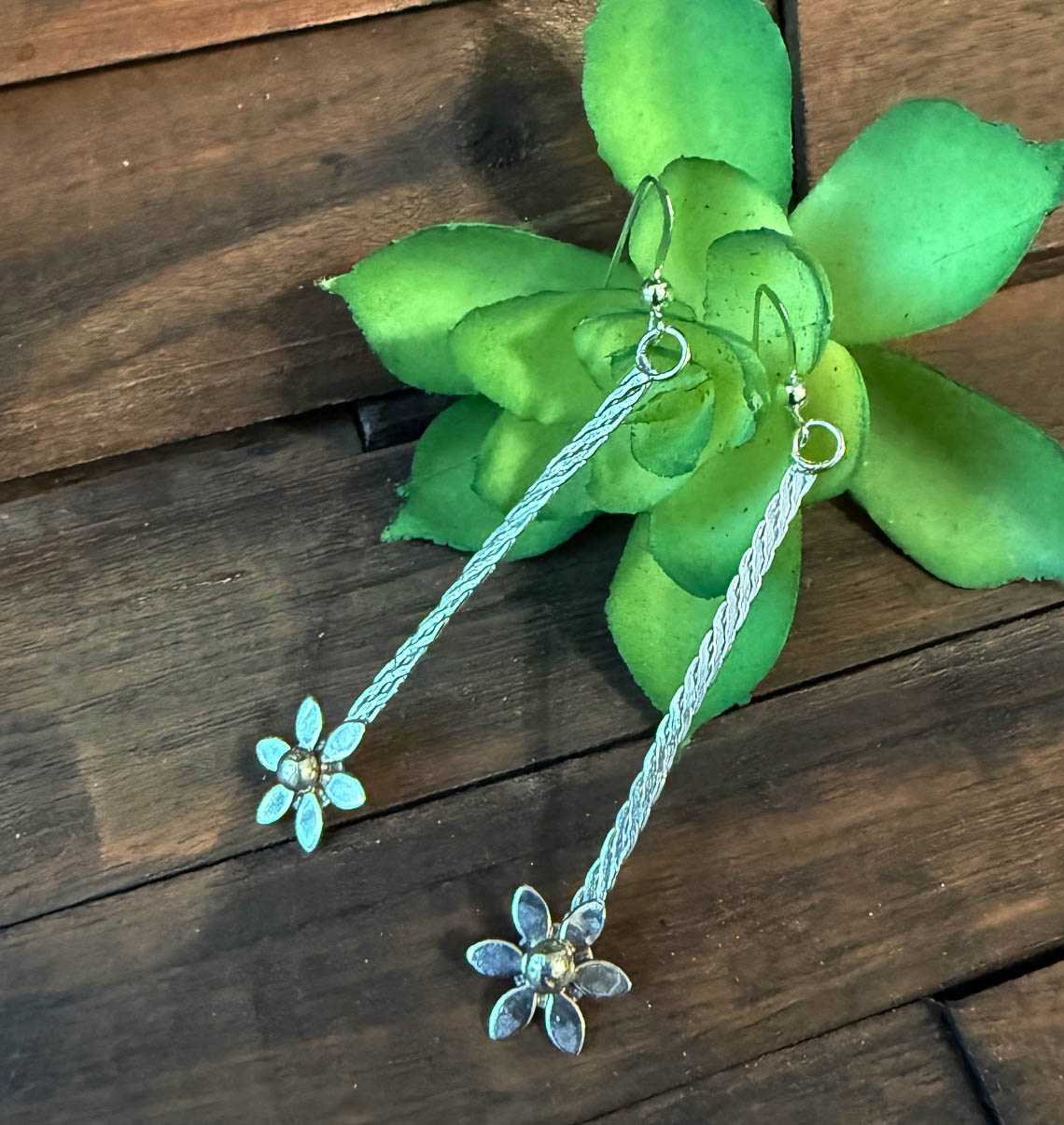 "Braided" Sterling Silver Wire with Flower