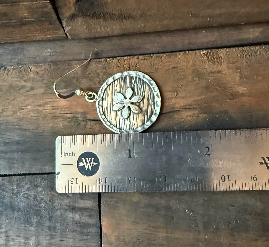 Tree Birch Texture with a Flower Earrings