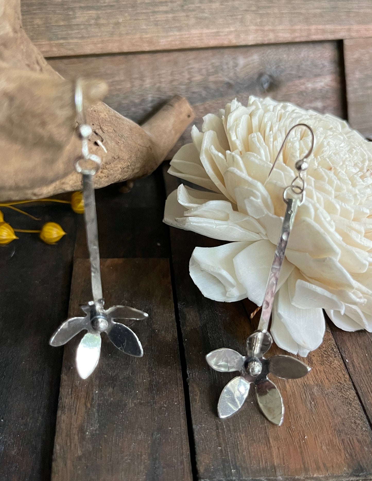 Sterling Silver Earrings with Flowers