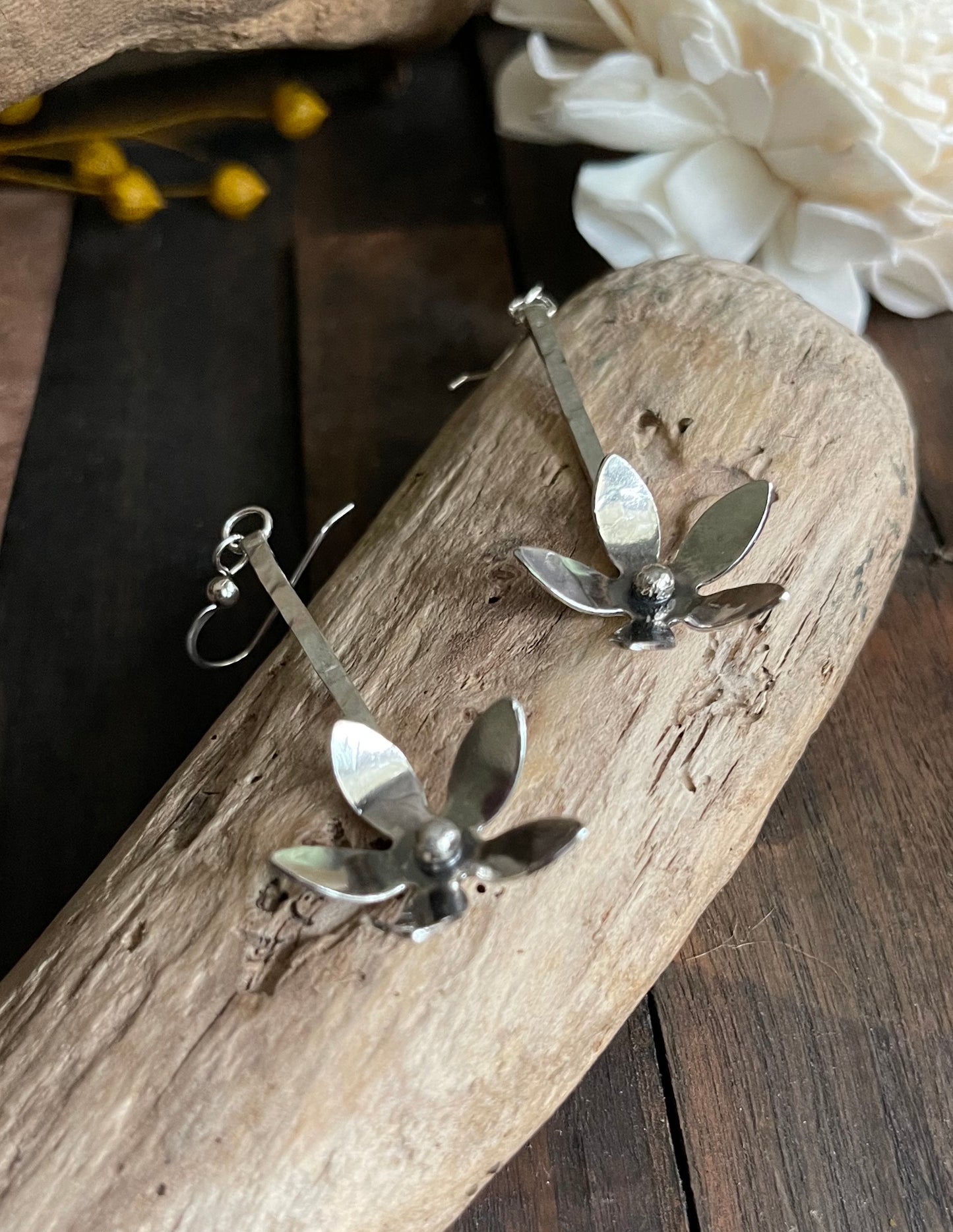 Sterling Silver Earrings with Flowers