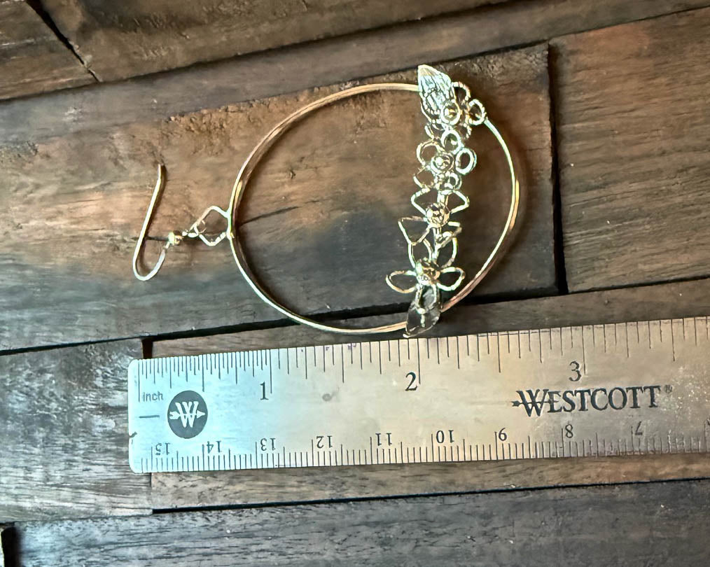 Larger Oval with Flowers Sterling Silver Earrings