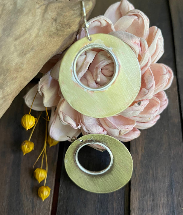 Sterling Silver and Brass Earrings