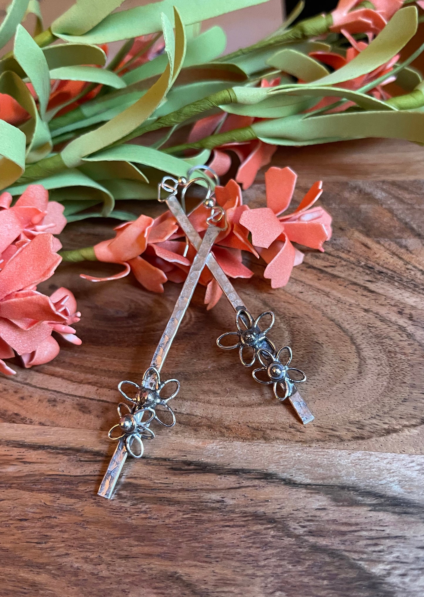 Rectangular Sterling Silver with Flowers